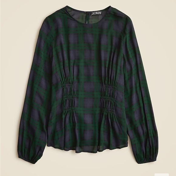 J crew Chiffon shirred-waist top in Black Watch tartan
Cooper Green Blue - Picture 4 of 5